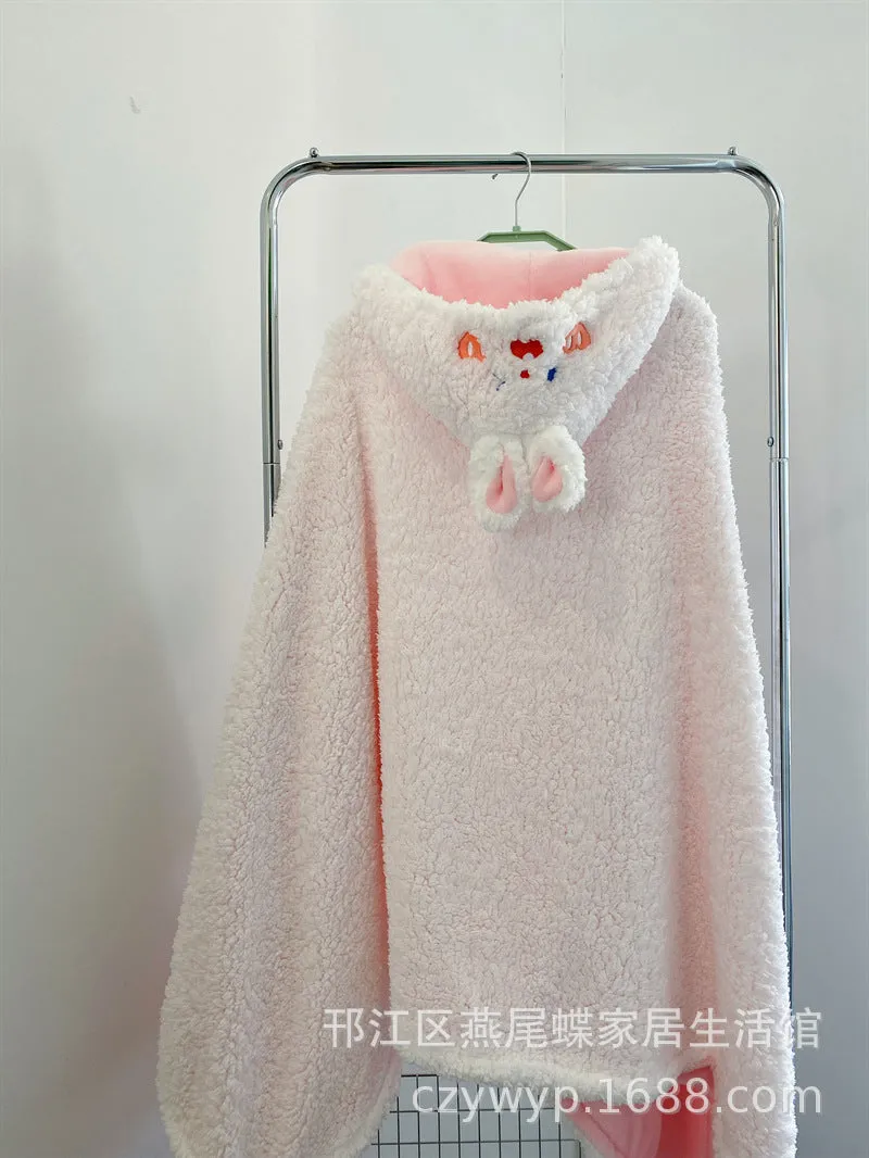 100g 280g Cartoon Double-Layer Thickened Warm Multi-Function Cloak Blanket for Winter Students Dormitory Office Nap Lazy People Shawl