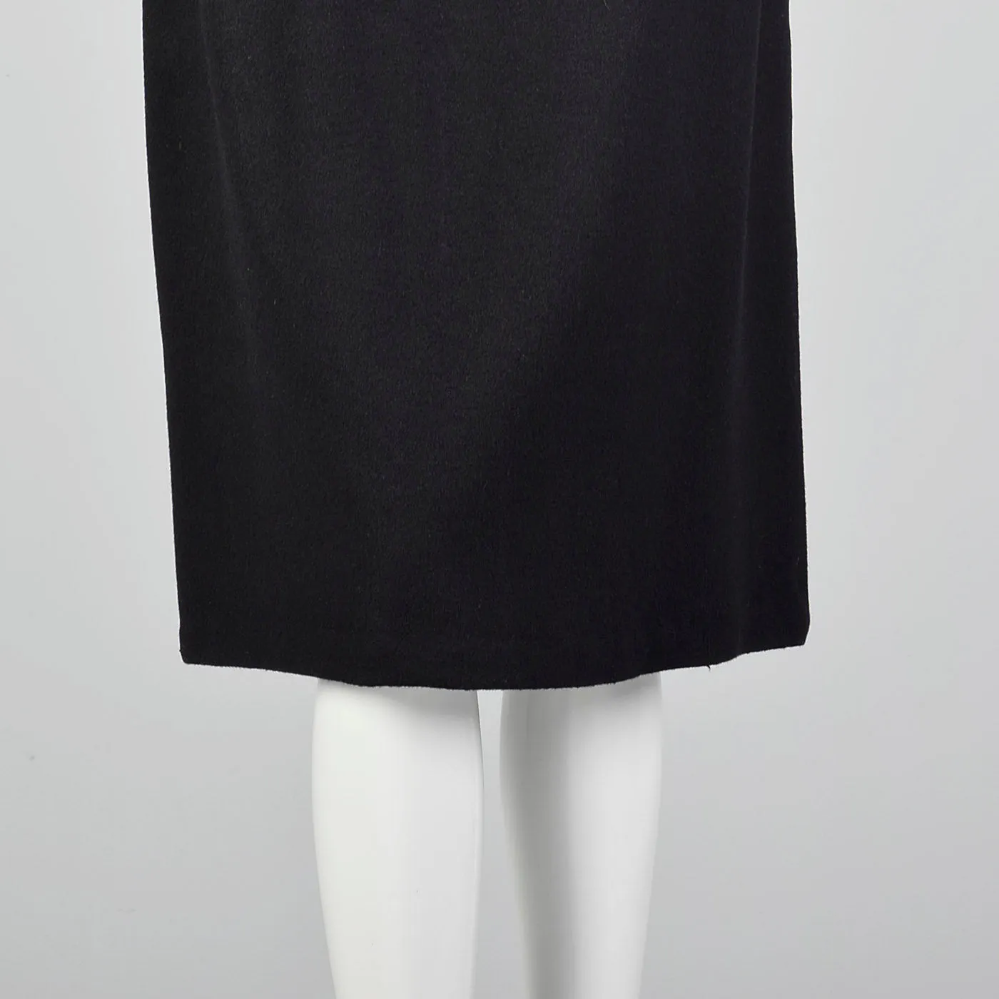 1960s Black Winter Skirt Suit with Boxy Jacket and Pencil Skirt