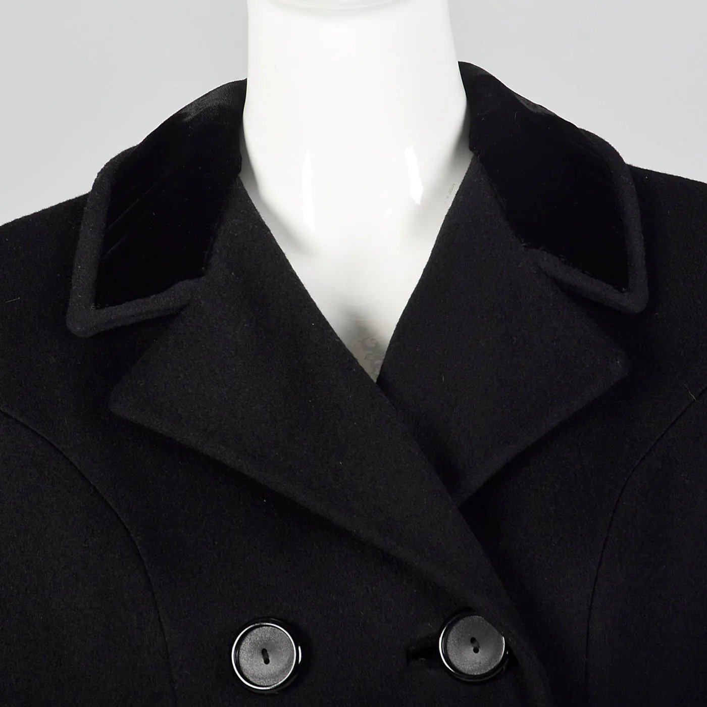 1960s Black Winter Skirt Suit with Boxy Jacket and Pencil Skirt