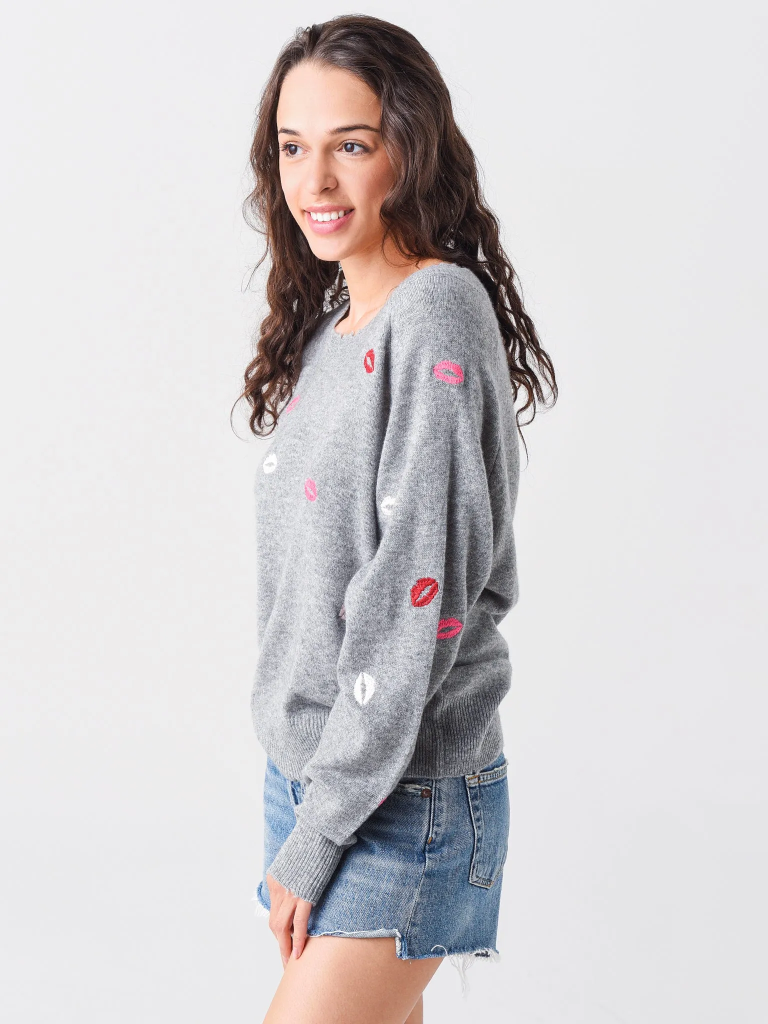 27 Miles Women's Giullia Embroidered Lips Sweater