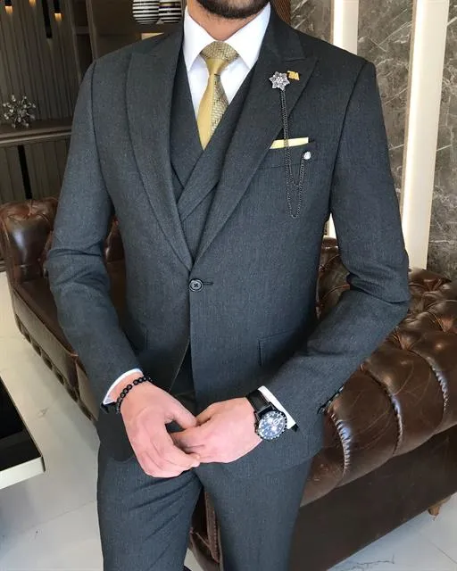 Anthracite Single Breasted 3 Piece Suit by Italian Vega®