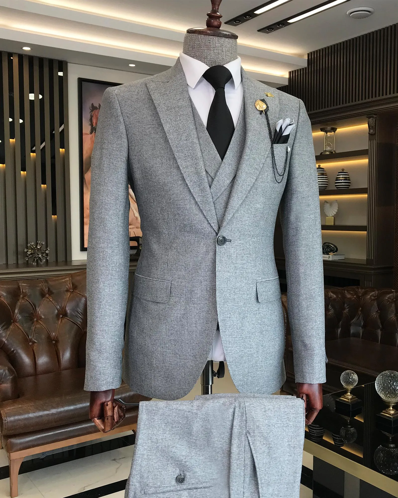 Ash Grey Single Breasted 3 Piece Suit by Italian Vega®