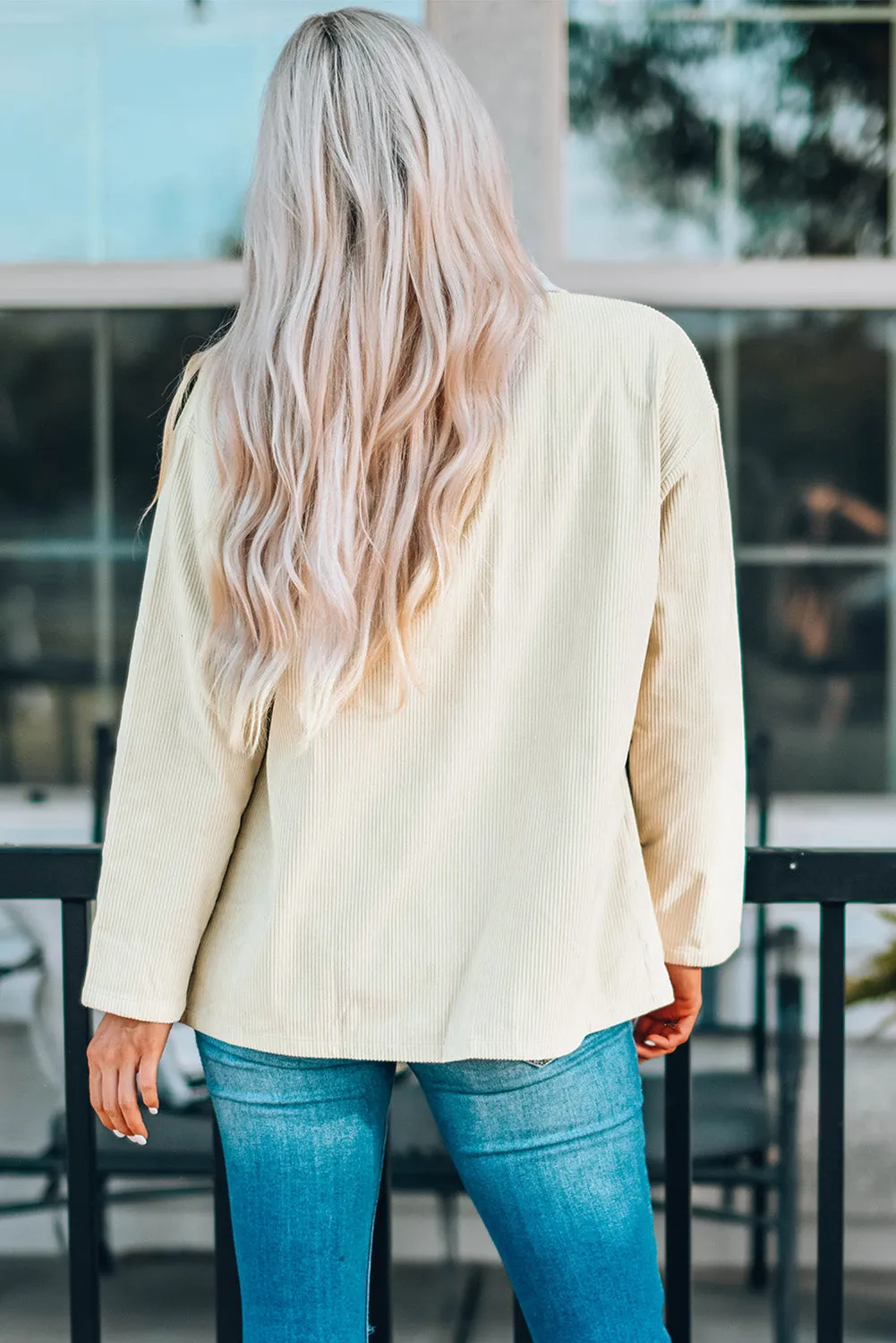 Beige Christmas Snowflakes Corduroy Jacket