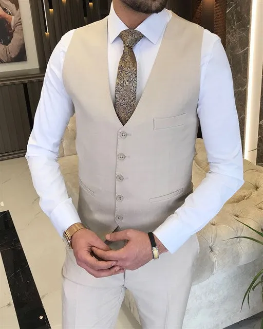 Biege Single Breasted 3 Piece Suit by Italian Vega®