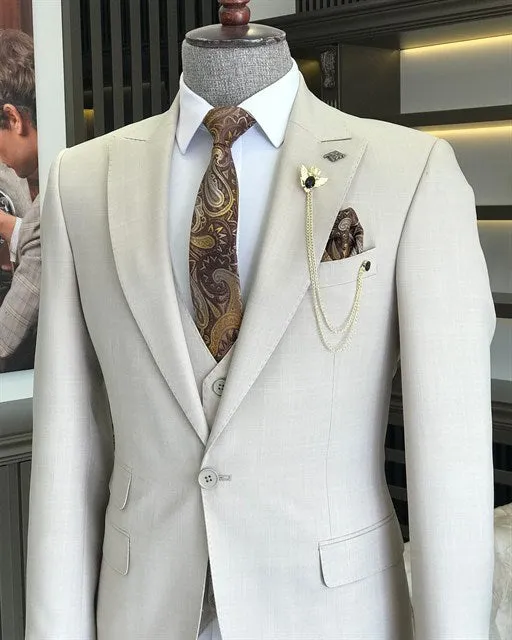 Biege Single Breasted 3 Piece Suit by Italian Vega®