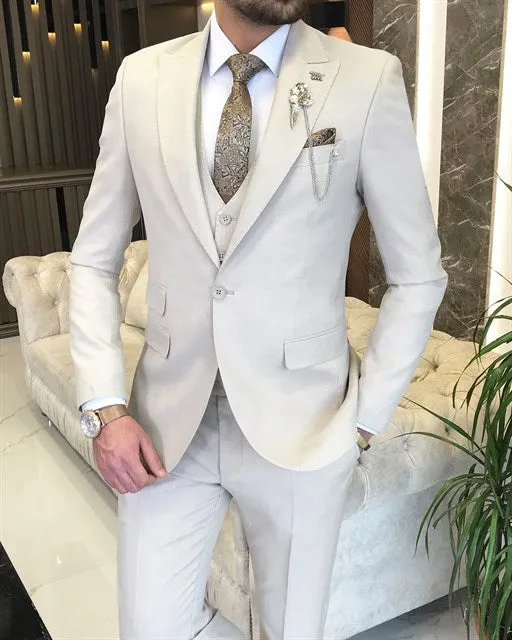 Biege Single Breasted 3 Piece Suit by Italian Vega®