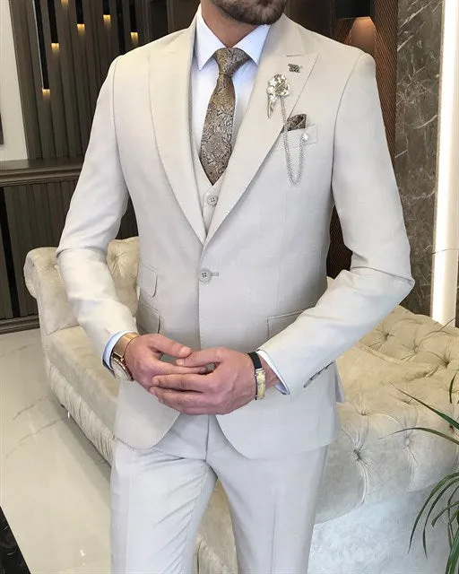 Biege Single Breasted 3 Piece Suit by Italian Vega®