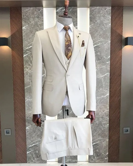 Biege Single Breasted 3 Piece Suit by Italian Vega®