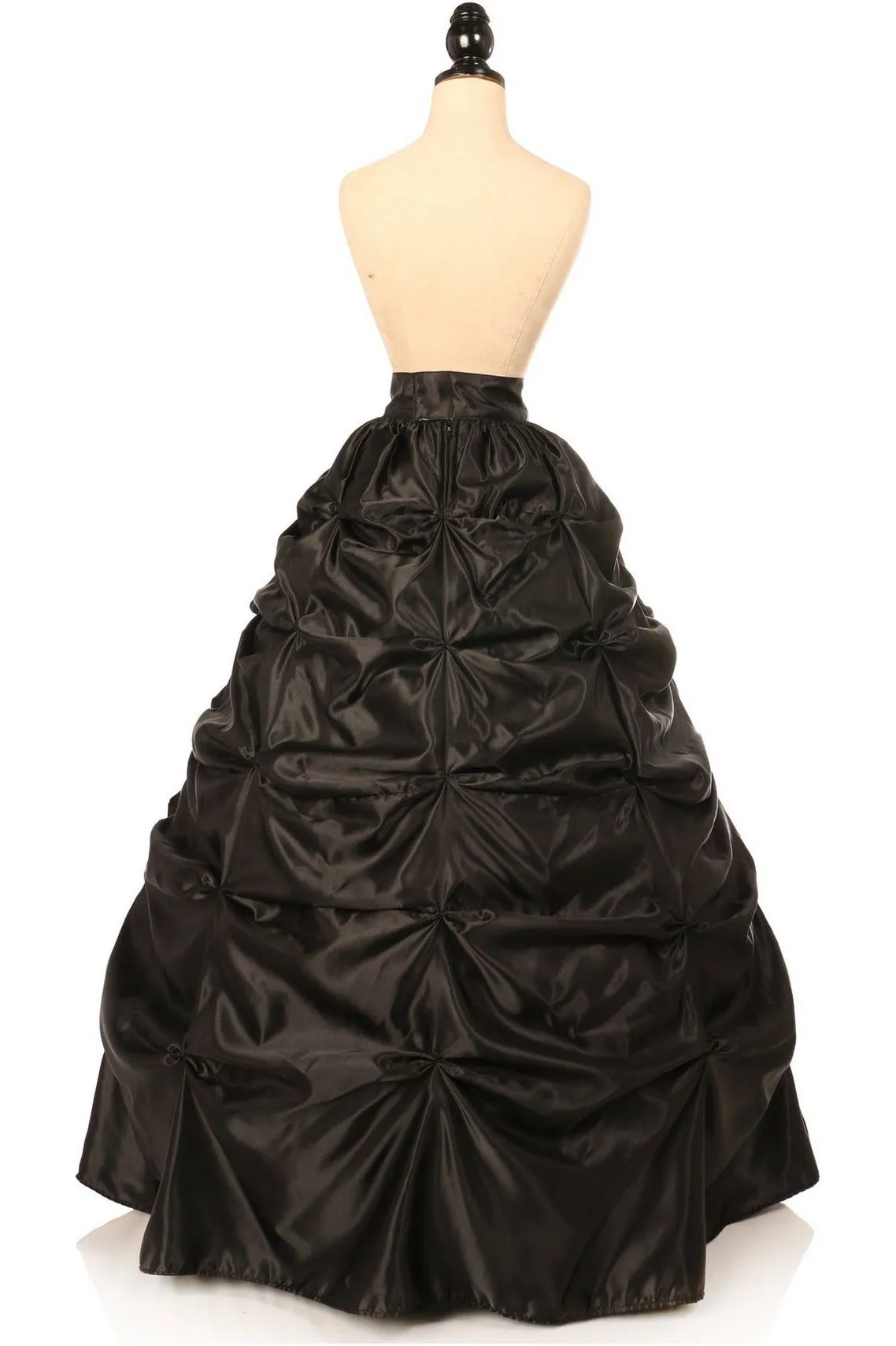 Black Satin Pick-Up Long Skirt