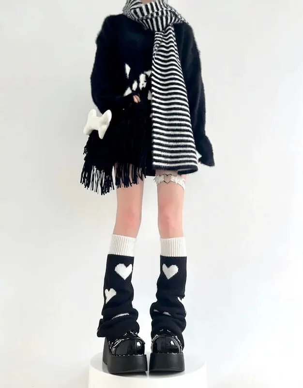 Black white y2k leg warmers