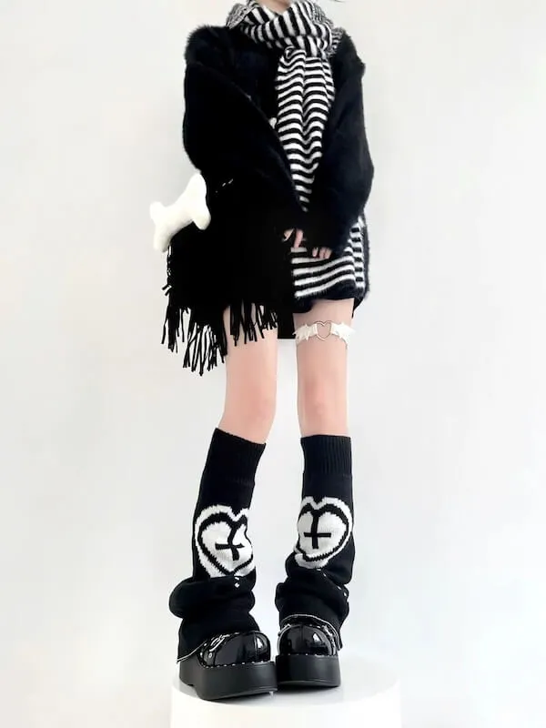 Black white y2k leg warmers