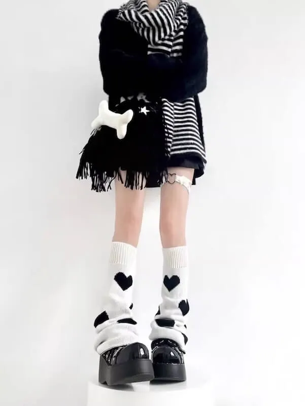 Black white y2k leg warmers