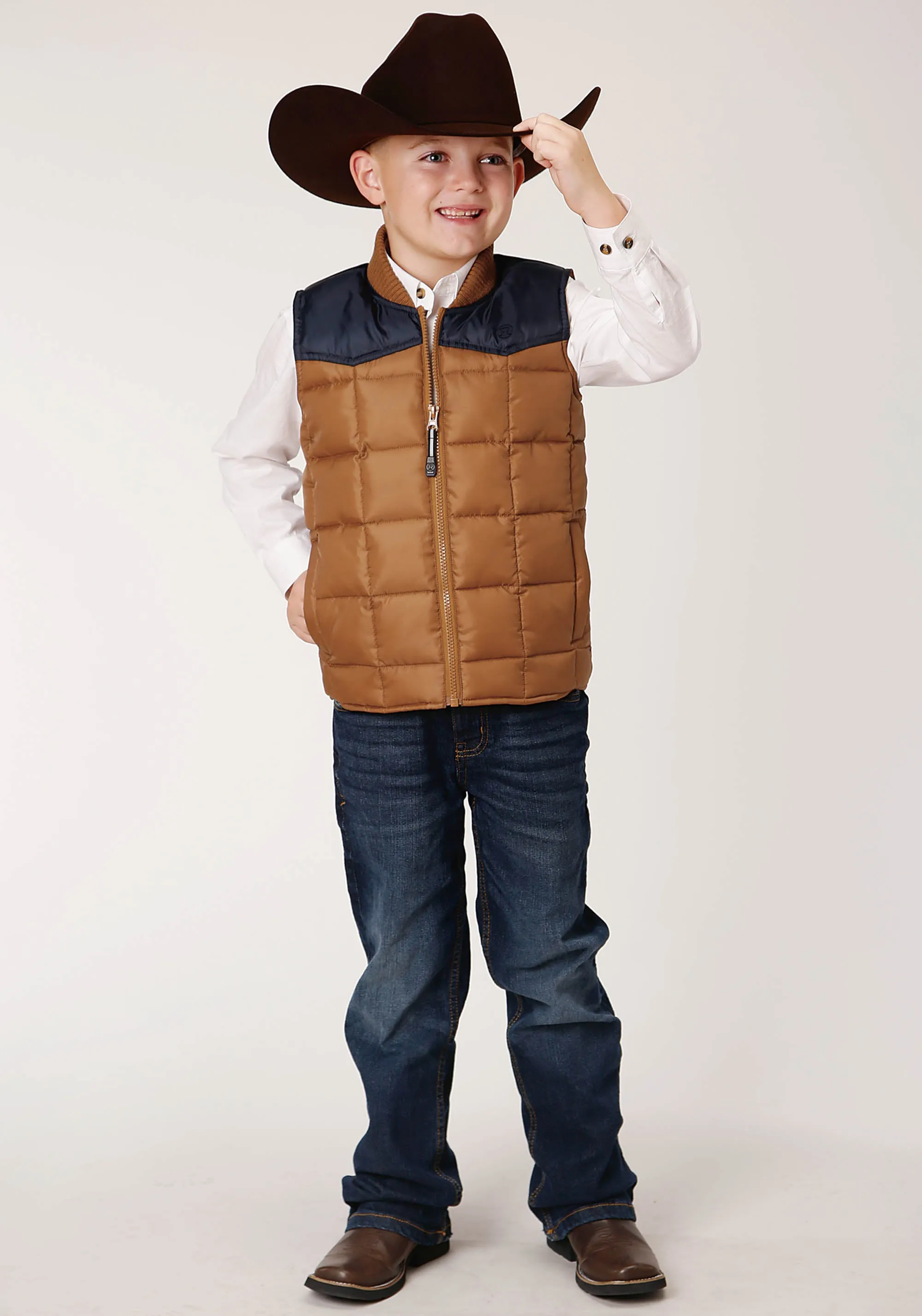BOYS  QUILTED POLYFILLED VEST POLY FILLED WESTERN VEST
