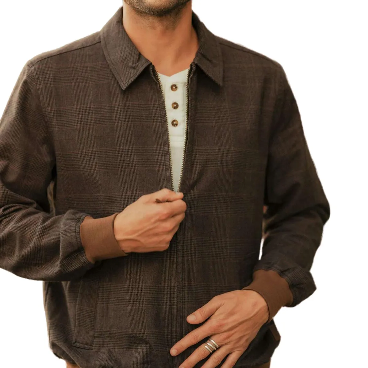 Brixton Dillinger Ht Bomber Jacket - Black Houndstooth