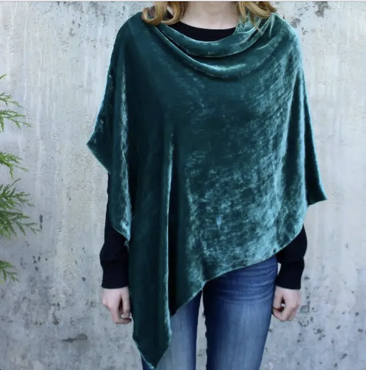 Cedar Silk Velvet Poncho