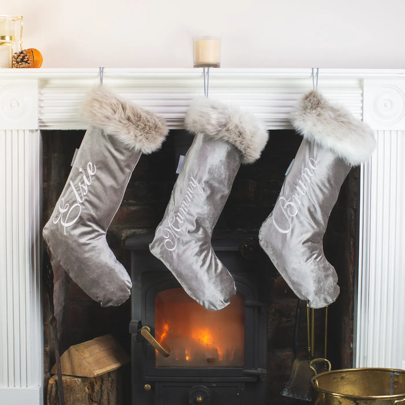 Christmas Stocking in Mink Velvet by Lords & Labradors