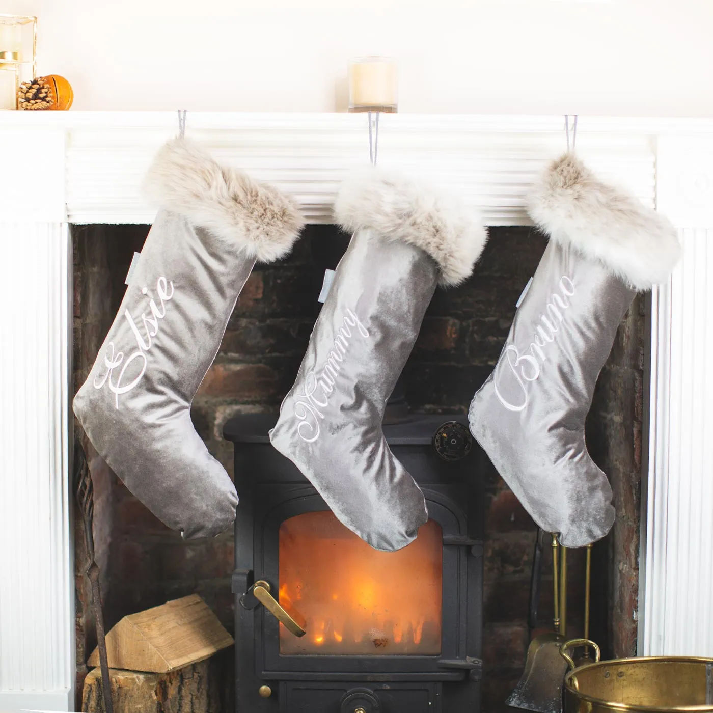 Christmas Stocking in Mink Velvet by Lords & Labradors