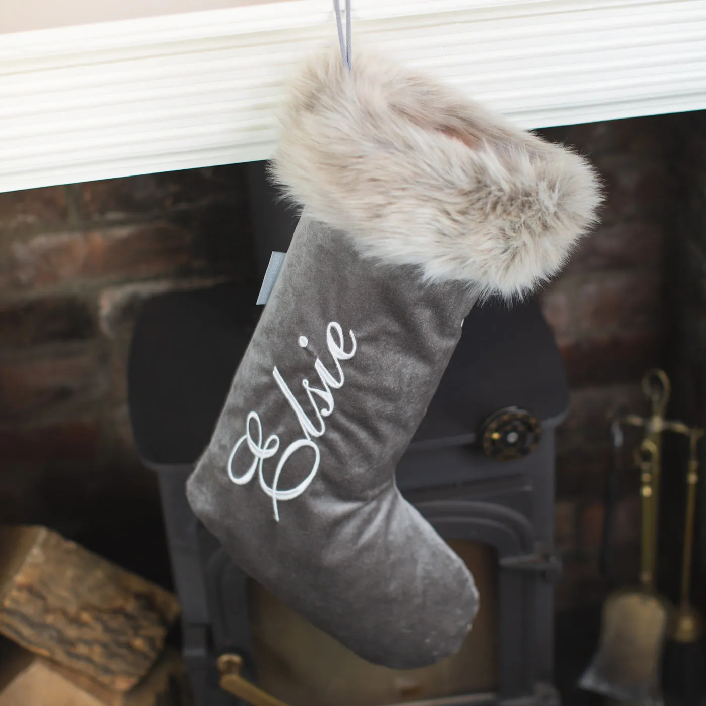 Christmas Stocking in Mink Velvet by Lords & Labradors