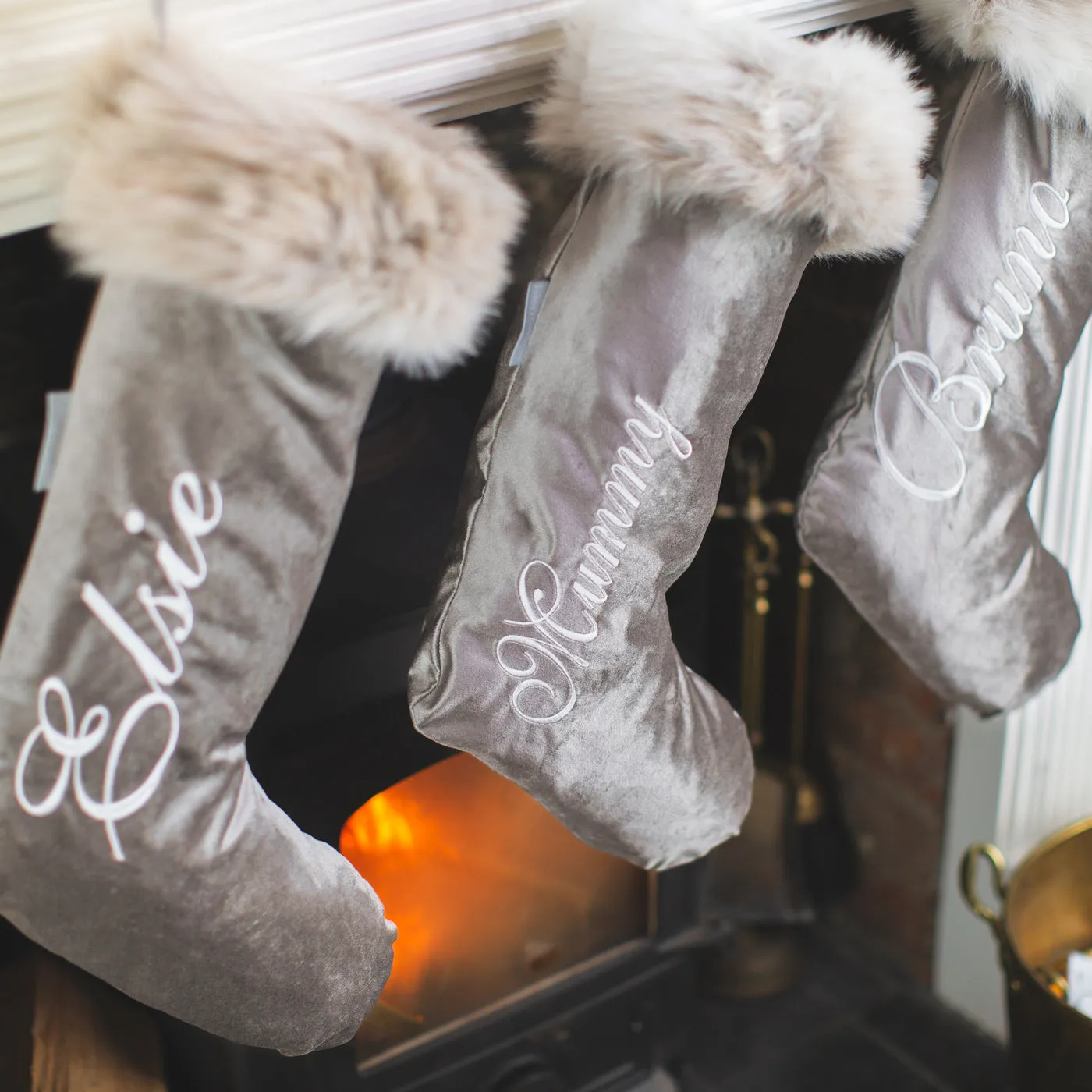 Christmas Stocking in Mink Velvet by Lords & Labradors