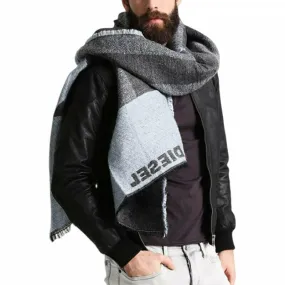 DIESEL S BLANKET SCIARPA Mens Scarf Winter Long Shawl Wrap Warm Scarves Grey