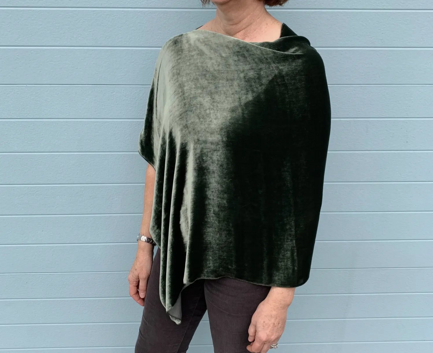Fern Silk Velvet Poncho