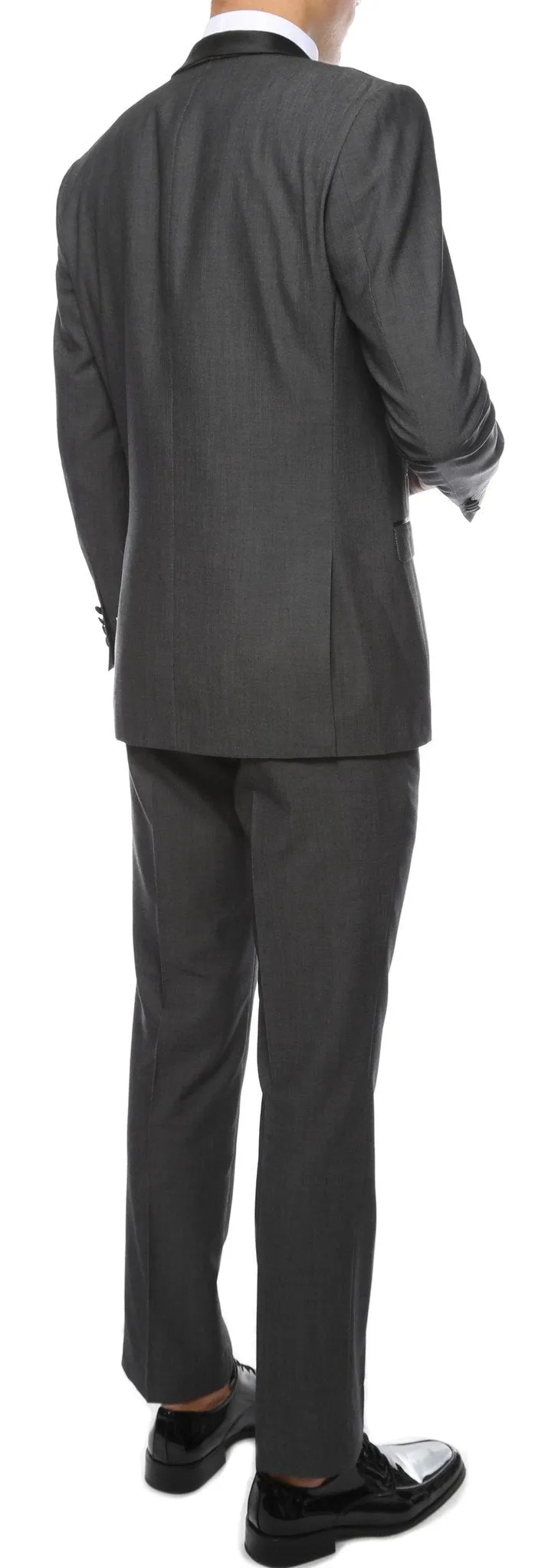 Ferrecci Men's Reno Grey Slim Fit Shawl Lapel 2 Piece Tuxedo Suit Set