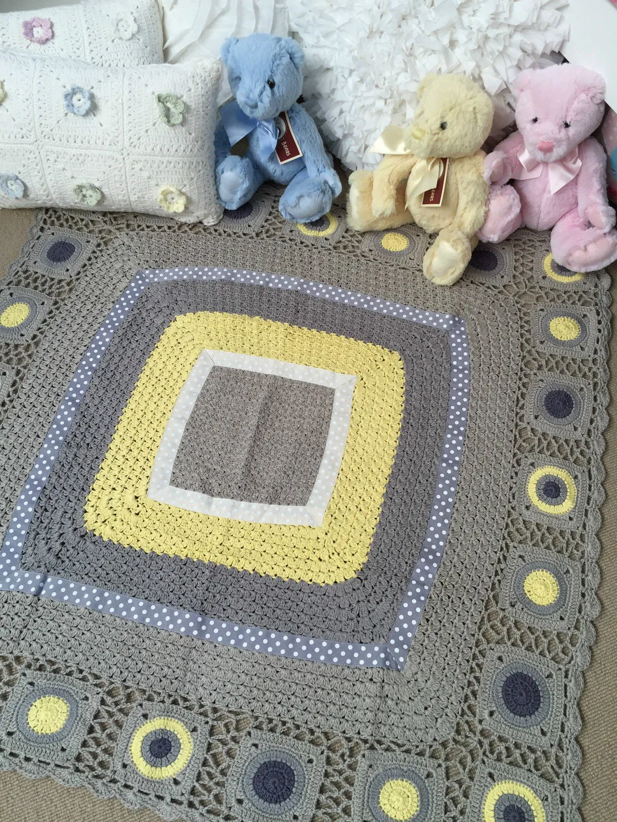 Hand Crochet Baby Blanket in Lemon