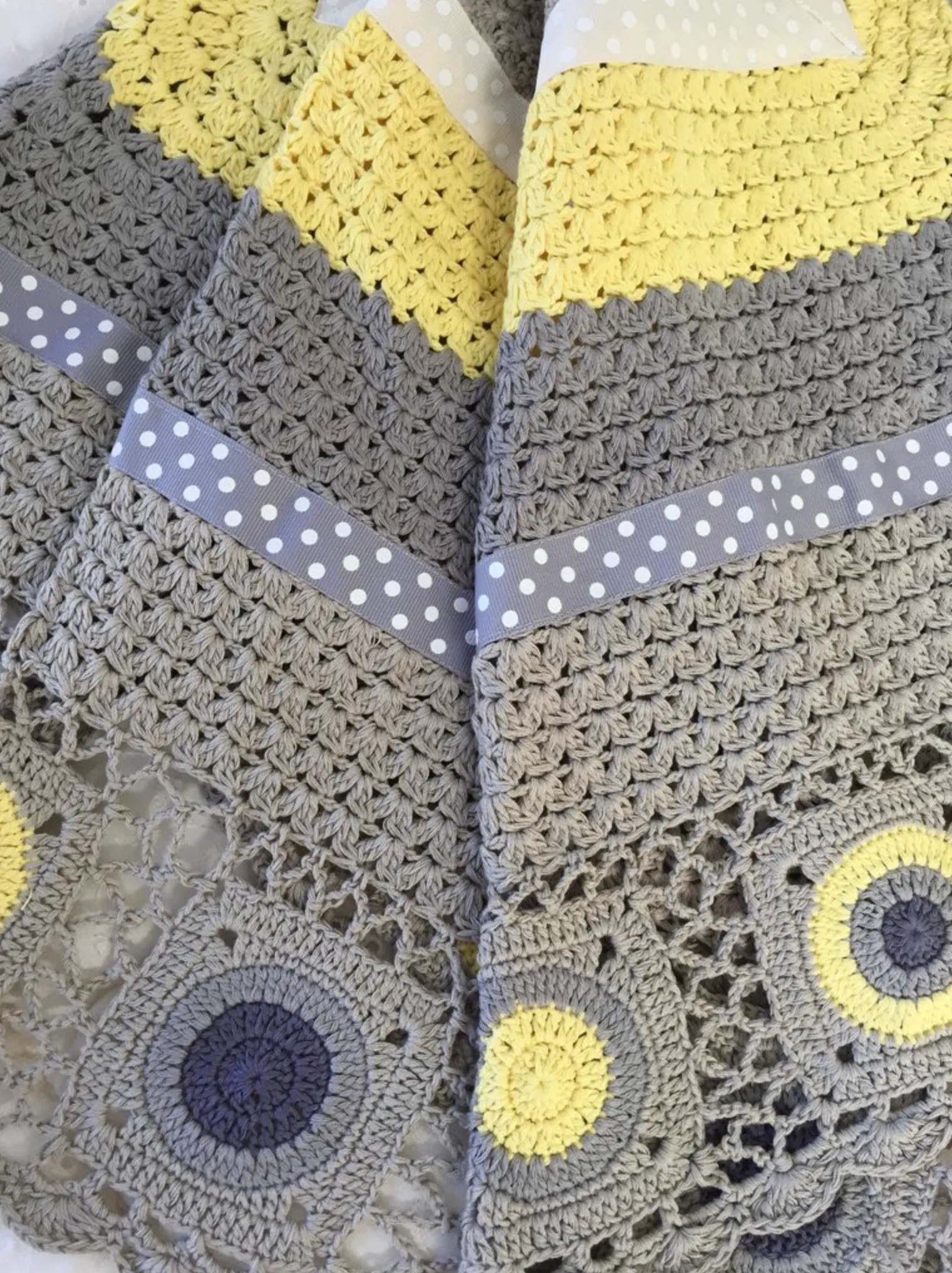 Hand Crochet Baby Blanket in Lemon