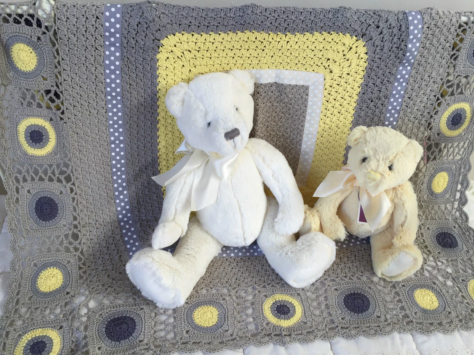 Hand Crochet Baby Blanket in Lemon