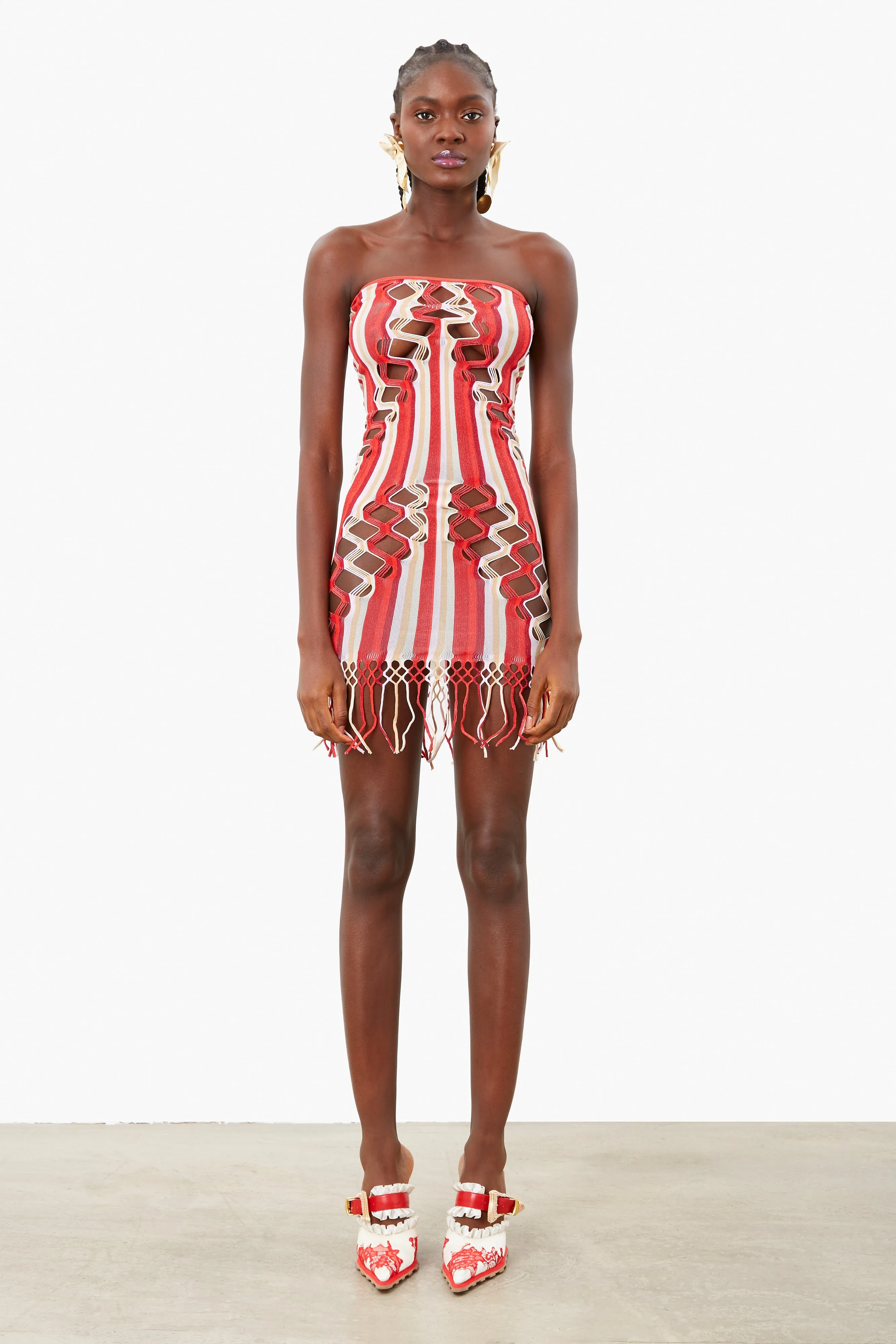 Haze Dress Burgundy Stripe