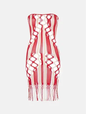 Haze Dress Burgundy Stripe