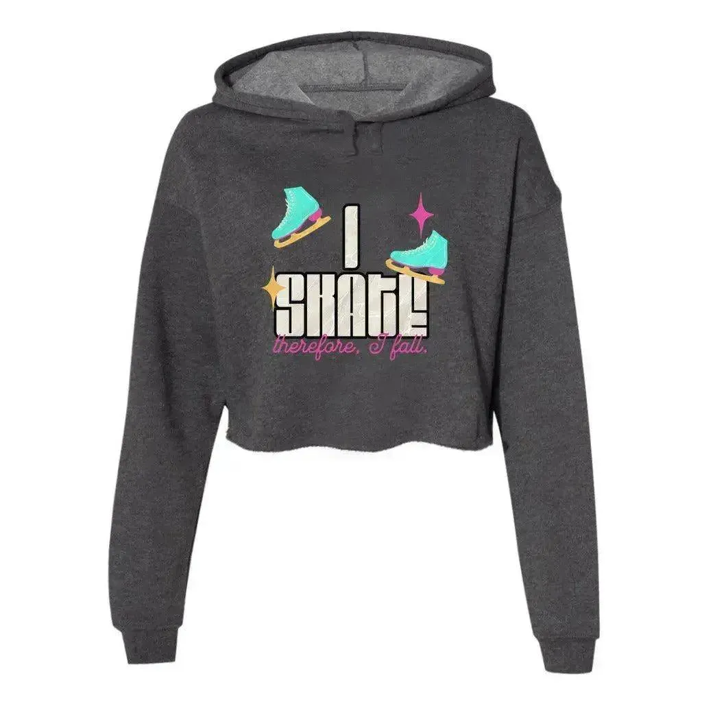 I Skate, Therefore I Fall Women's Cropped Fleece Hoodie