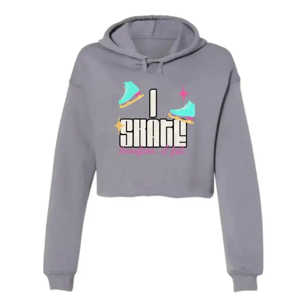 I Skate, Therefore I Fall Women's Cropped Fleece Hoodie