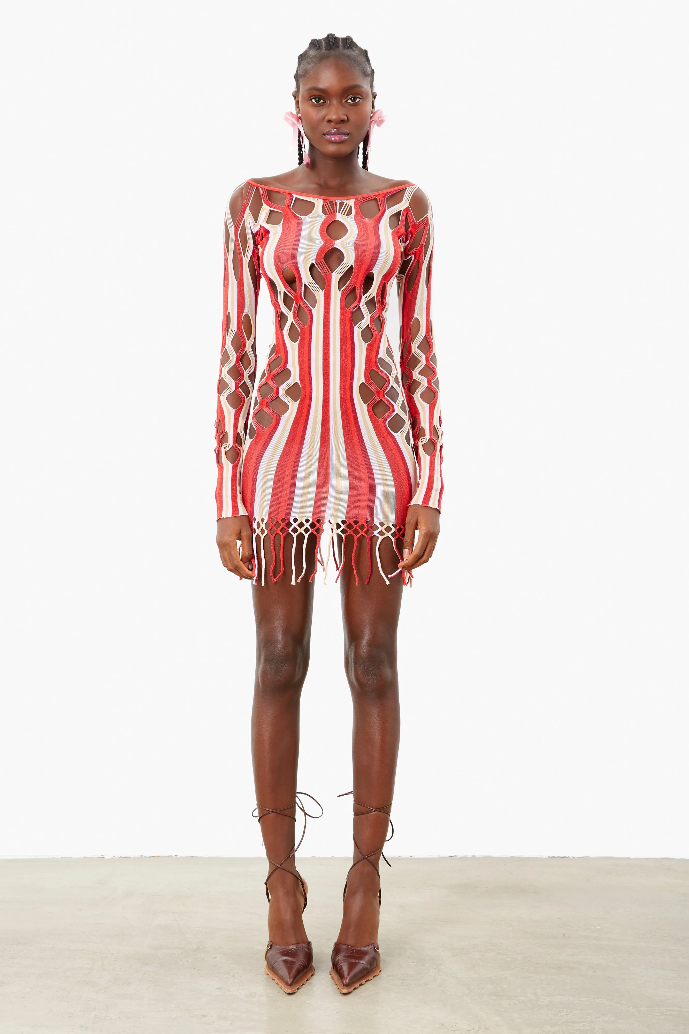 Krill Dress Burgundy Stripe