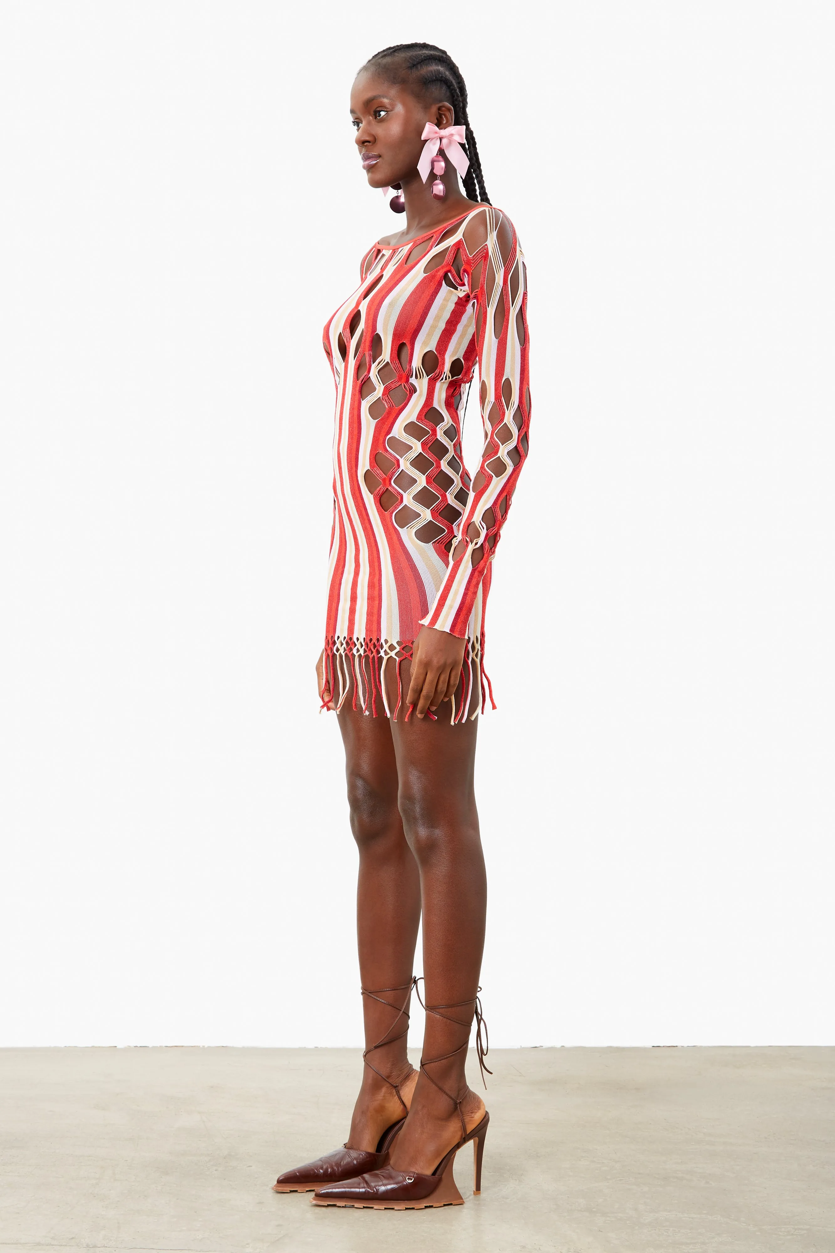 Krill Dress Burgundy Stripe