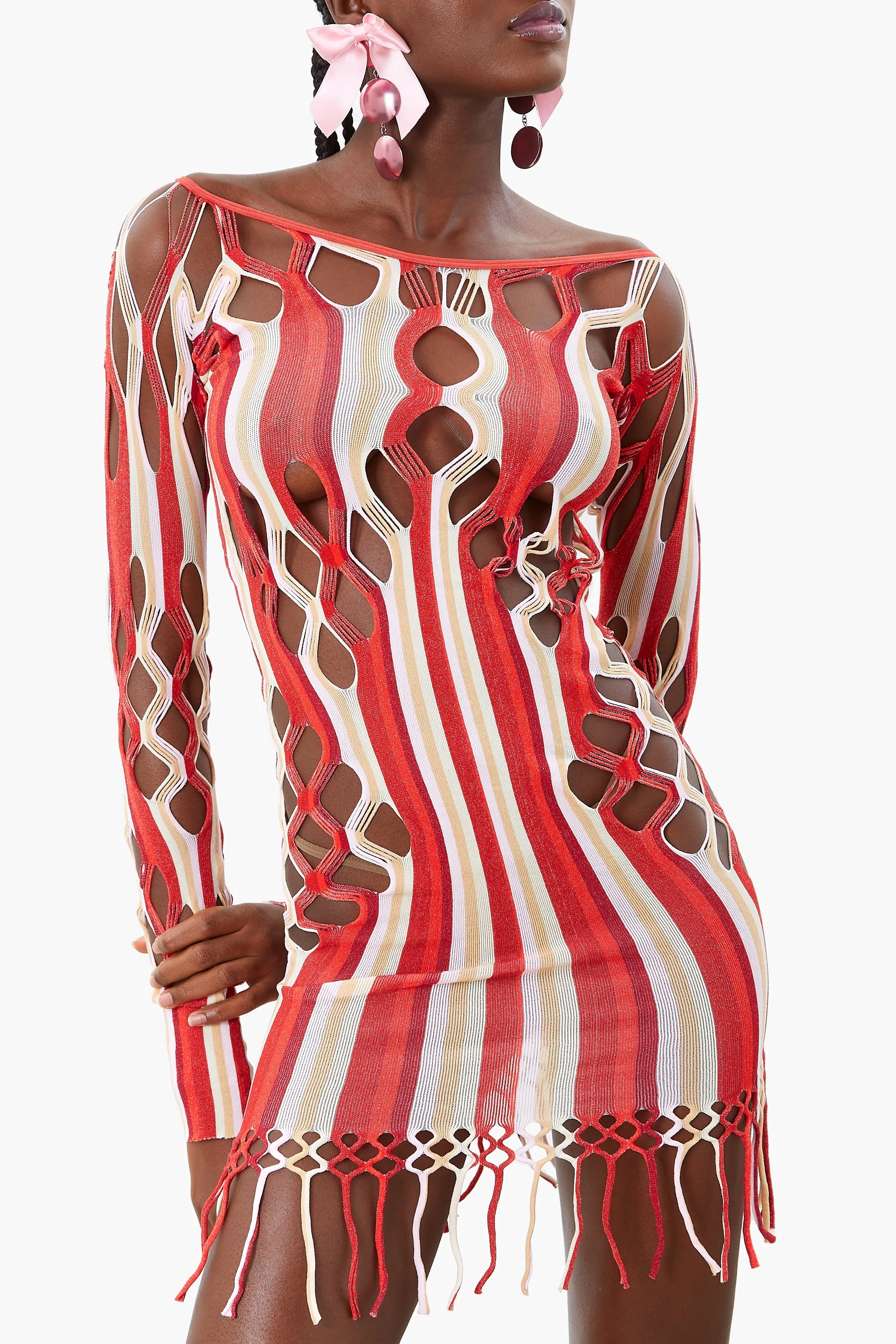 Krill Dress Burgundy Stripe