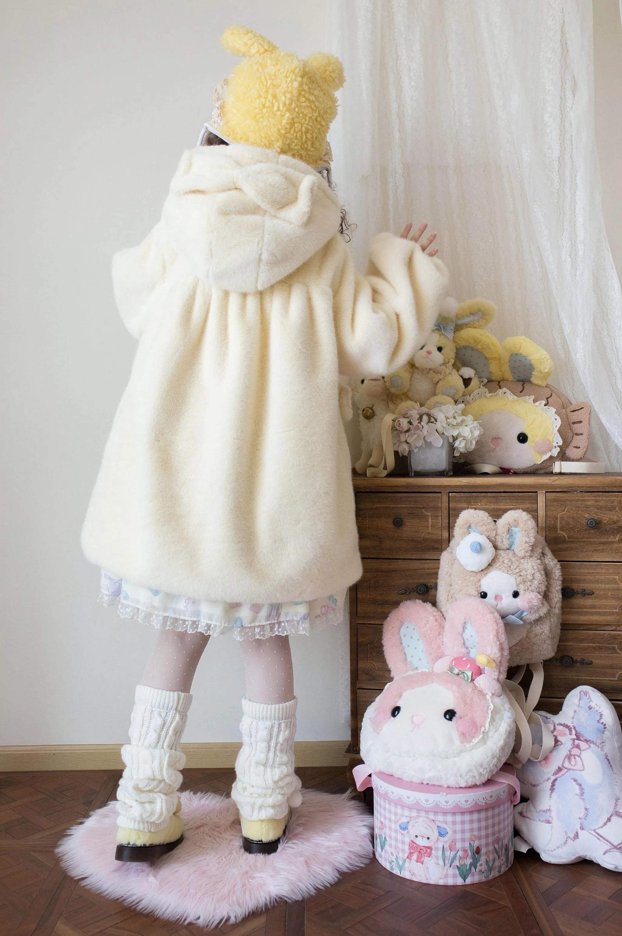 MIST~Cream Cheese~Winter Kawaii Lolita Overcoat Thickened Hooded Loose Outwear