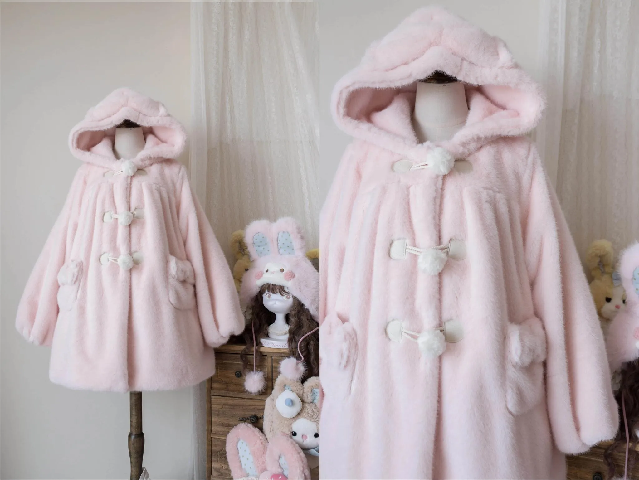 MIST~Cream Cheese~Winter Kawaii Lolita Overcoat Thickened Hooded Loose Outwear