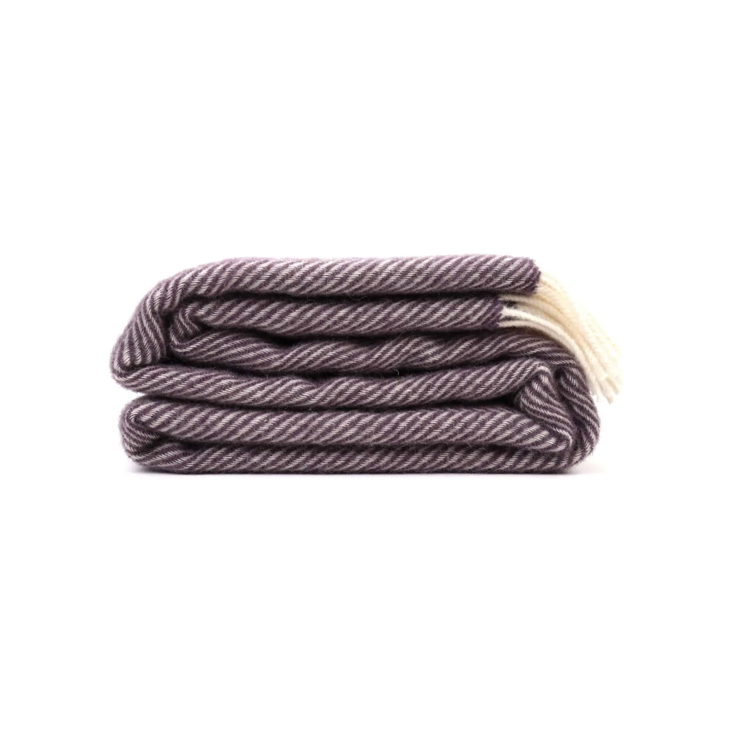 Purple and White Pure New Wool Herringbone Dani Throw (190cm x 130cm)