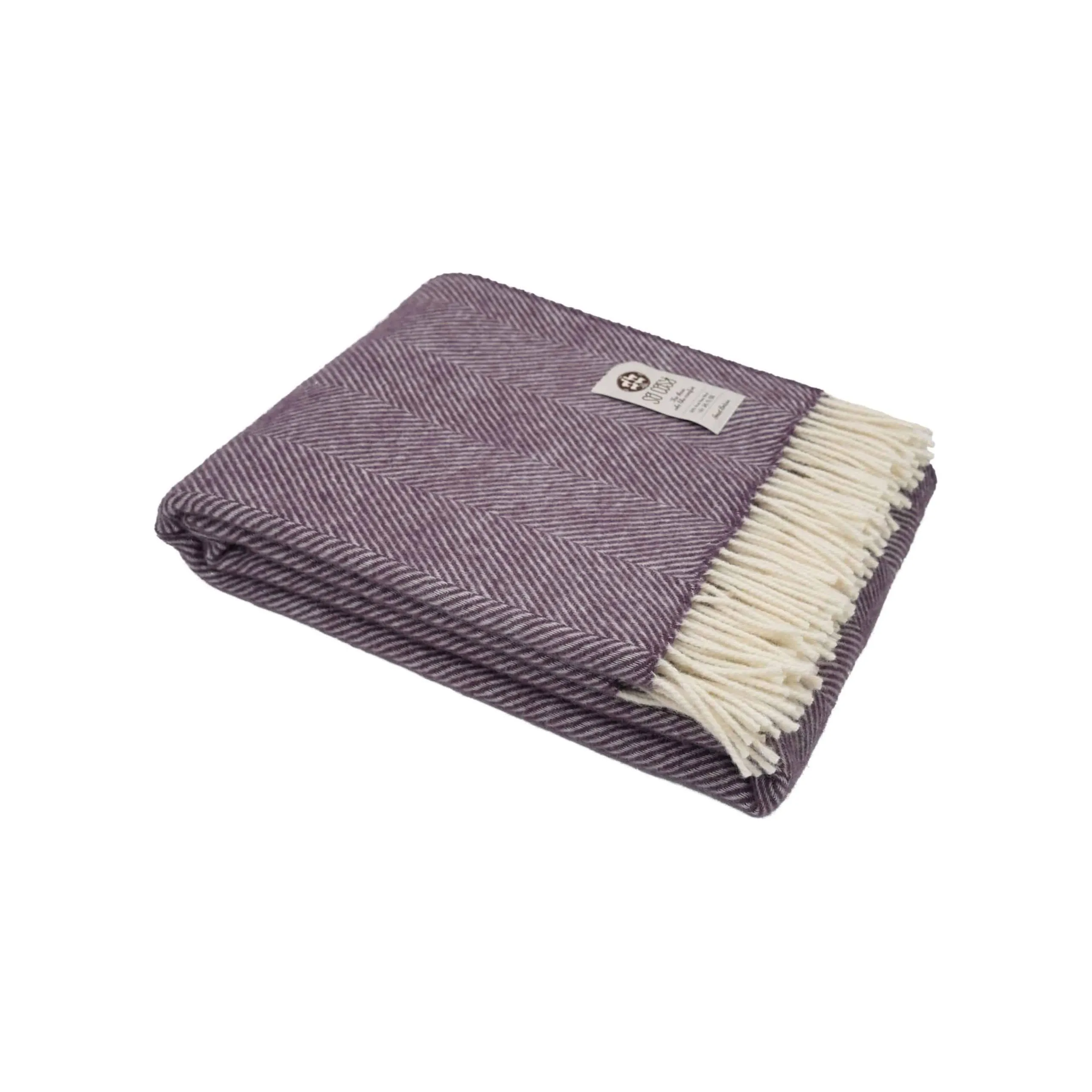 Purple and White Pure New Wool Herringbone Dani Throw (190cm x 130cm)