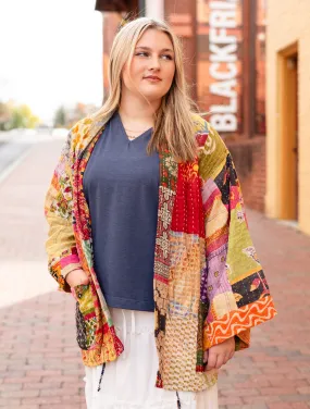 Reversible Cotton Kantha Kimono Jacket