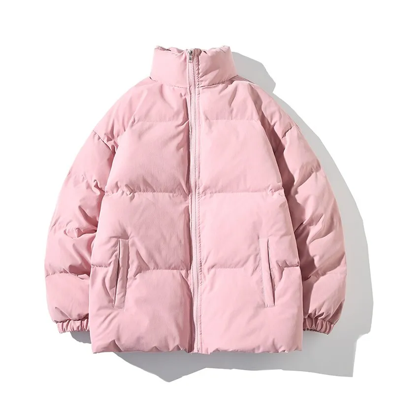 Solid Color Warm Oversize Winter Jacket Women Stand Collar Female Parkas Casual Loose Winter Coat For Women
