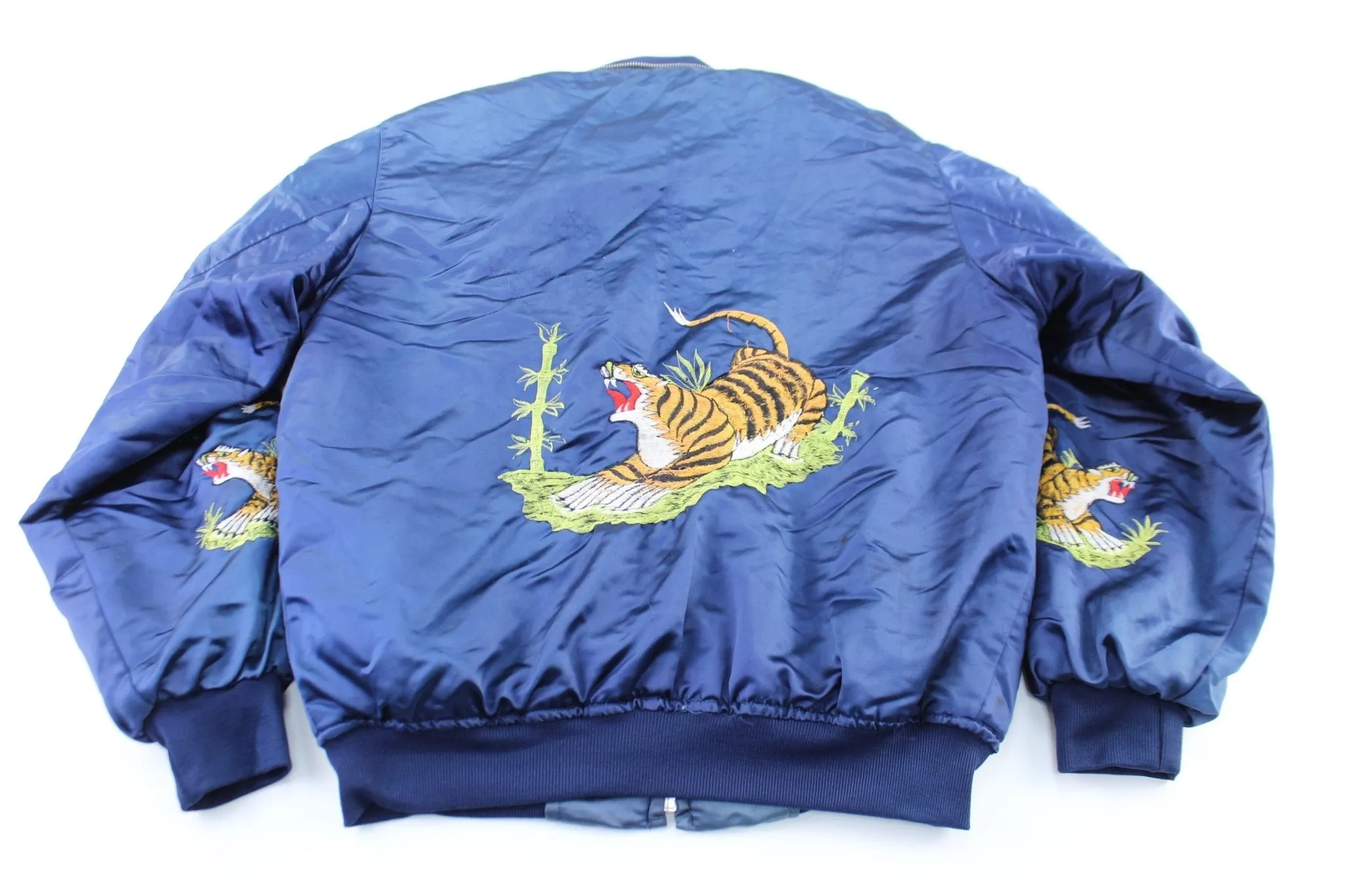 Sukajan Embroidered Tiger Souvenir Bomber Zip Up Jacket