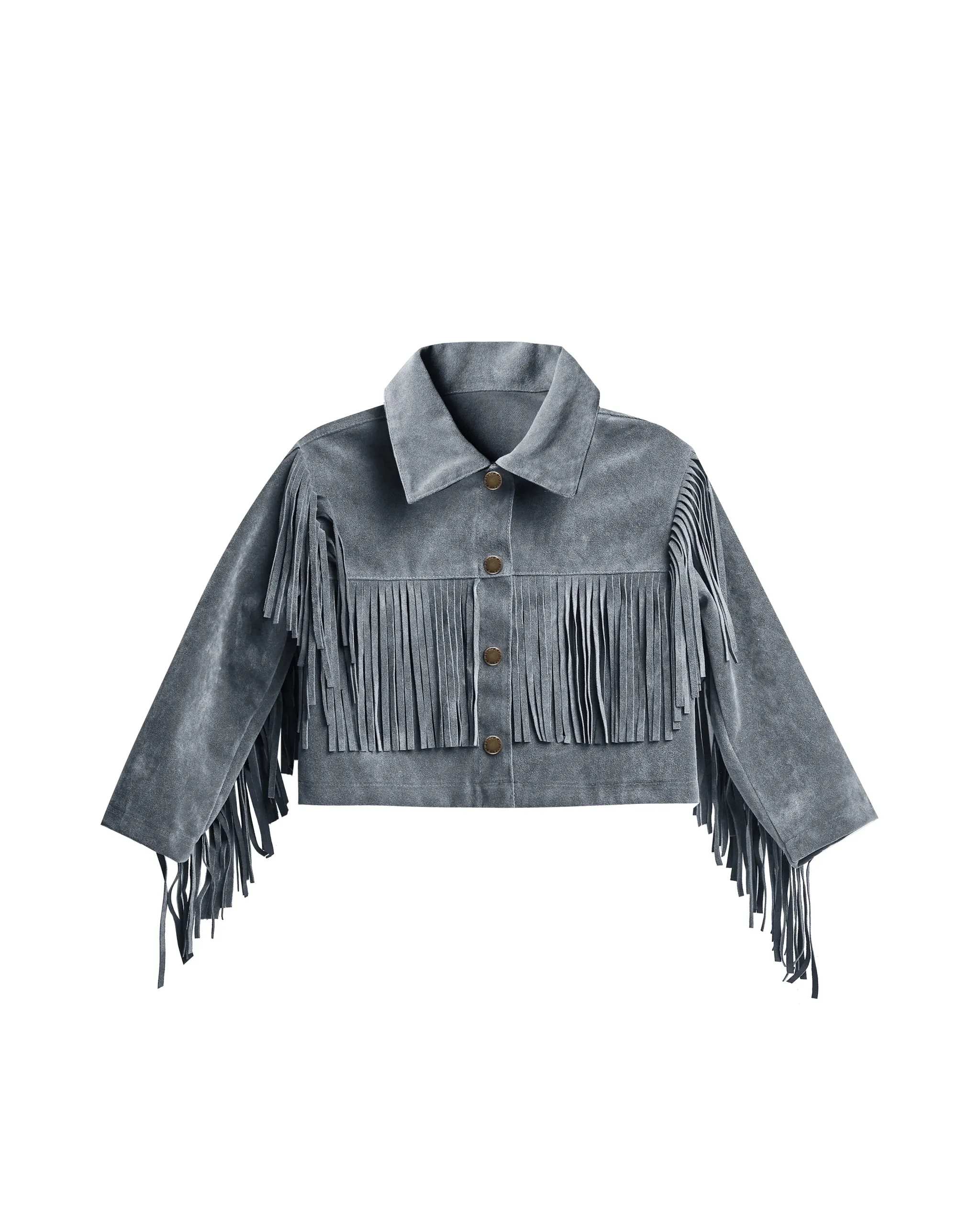 The Fringe Jacket by Rylee   Cru - Dusty Blue - KIDS