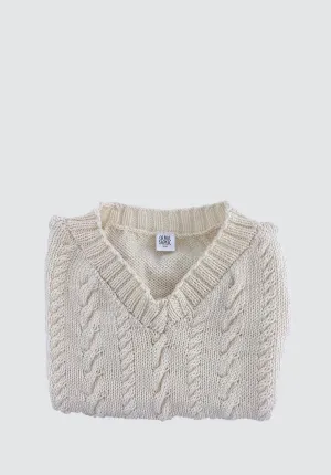 Throw Over Cable Vest | Cream Throw Over Cable Vest | Cream
