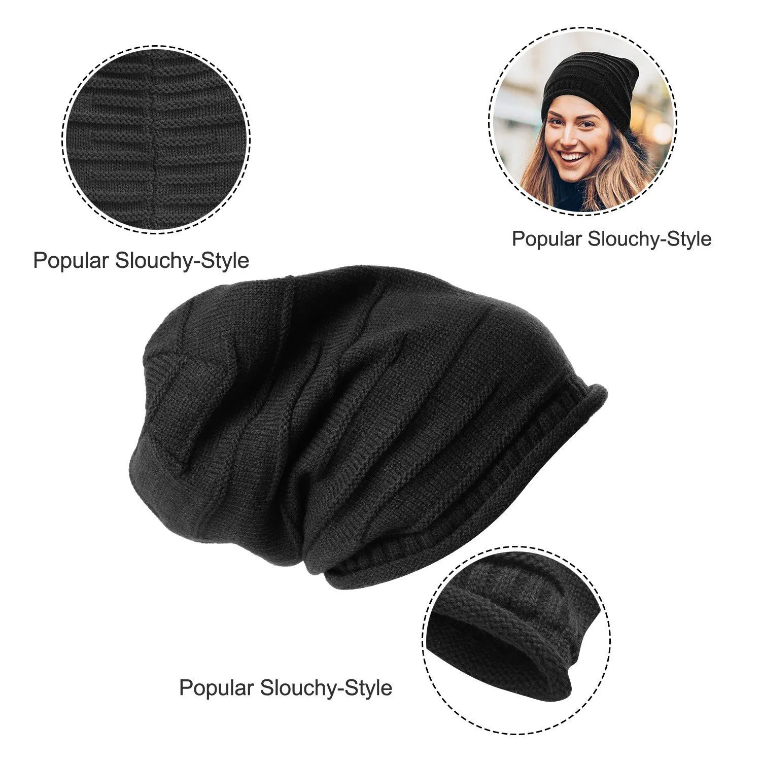 Unisex Knit Beanie Slouchy Baggy Hat