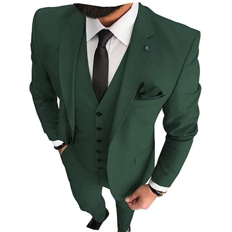 xiangtuibao Olive Green Mens Suits For Groom Tuxedos Notched Lapel Slim Fit Blazer Three Piece Jacket Pants Vest Man Tailor Made Clothing
